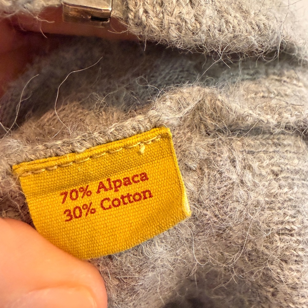 TUMI Full Zip Sweater Alpaca / Cotton Gray Collared Zip-Up Large - Picture 5 of 6